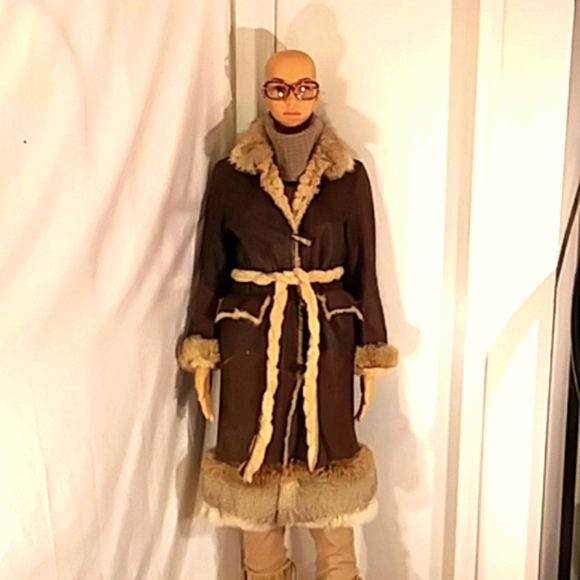 Stunning🔥🔥 Dora Santi Reversible Natural Brown Leather & Tan Genuine Fur Coat. - Picture 4 of 10